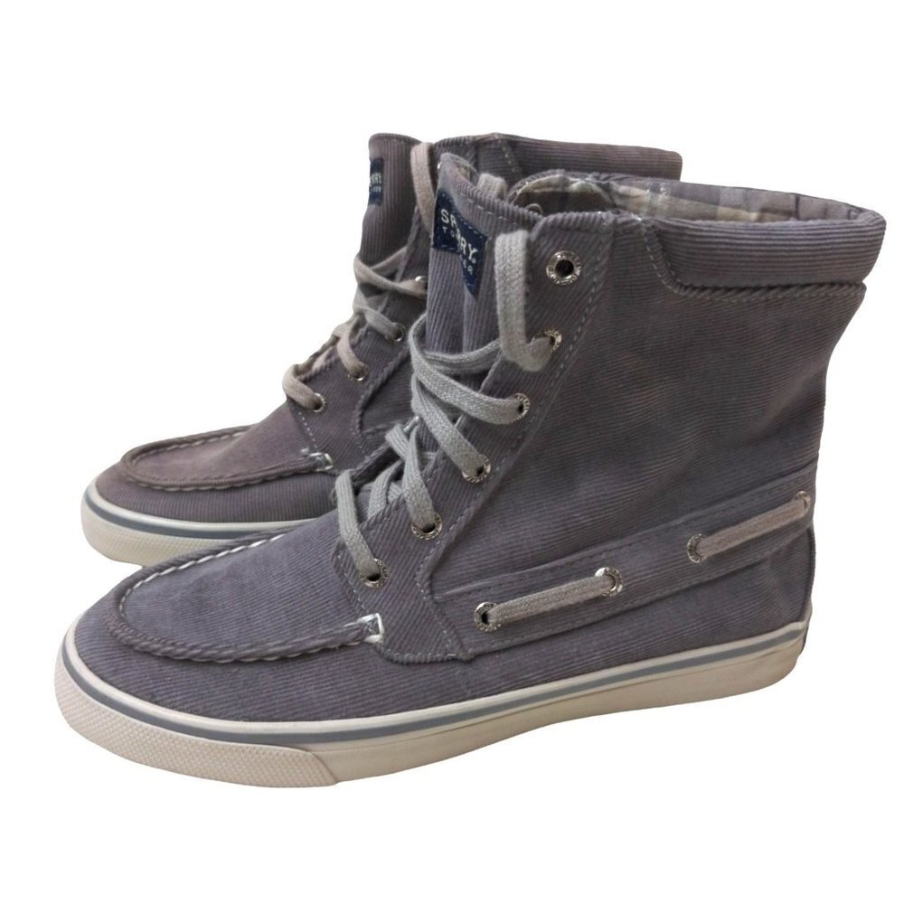 Sperry Topsider High Top Ankle Boot‎ Shoe Womens 6.5 Gray Corduroy